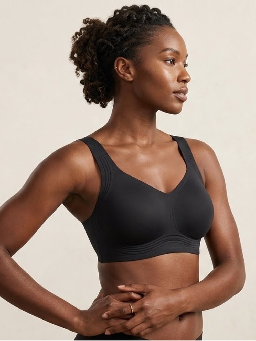 BodCurven Wireless Comfort Bra – Seamless & Supportive High Sides (Black)